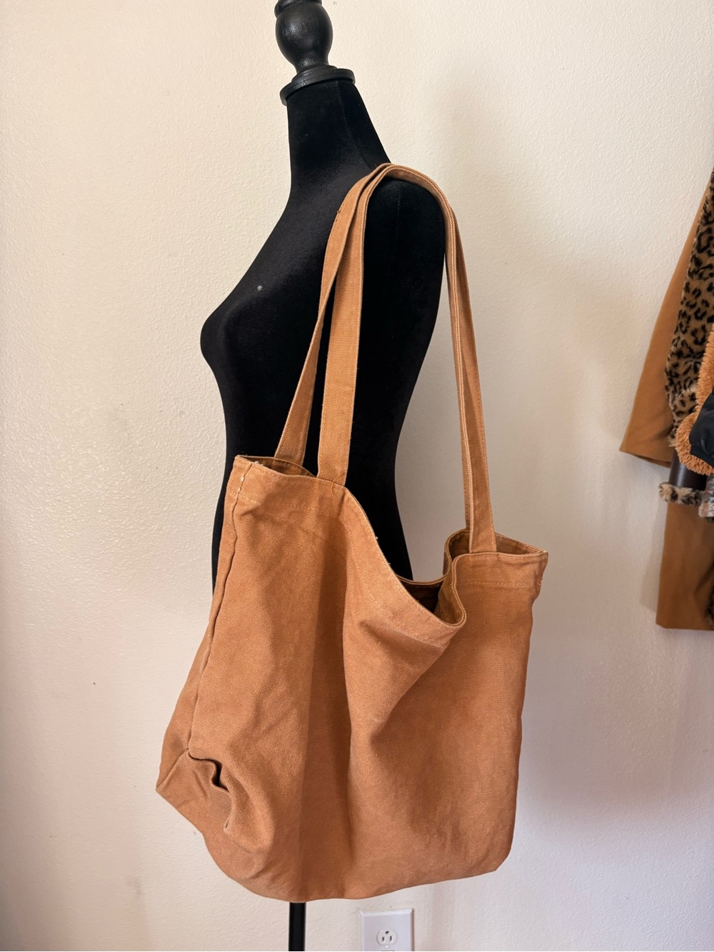 Everyday Canvas Tote in Tan - Spacious Shoulder Bag